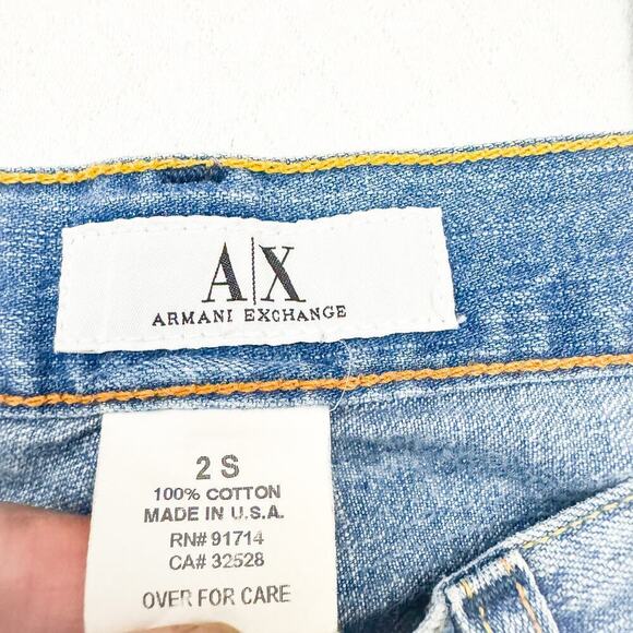 Armani Exchange Parras Dark Stone Light Wash Wide Leg Denim Jeans Size 2 Short - Picture 6 of 8